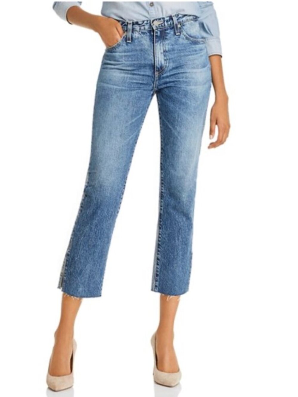 AG Isabelle High-Rise Straight Crop Slit Jeans 15 Year Indigo Bound Size 29R